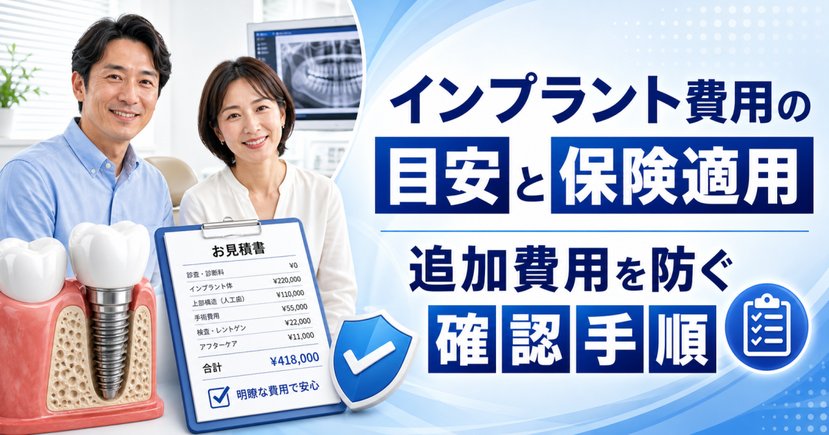 インプラント費用の目安と保険適用の条件！追加費用を防ぐ確認手順