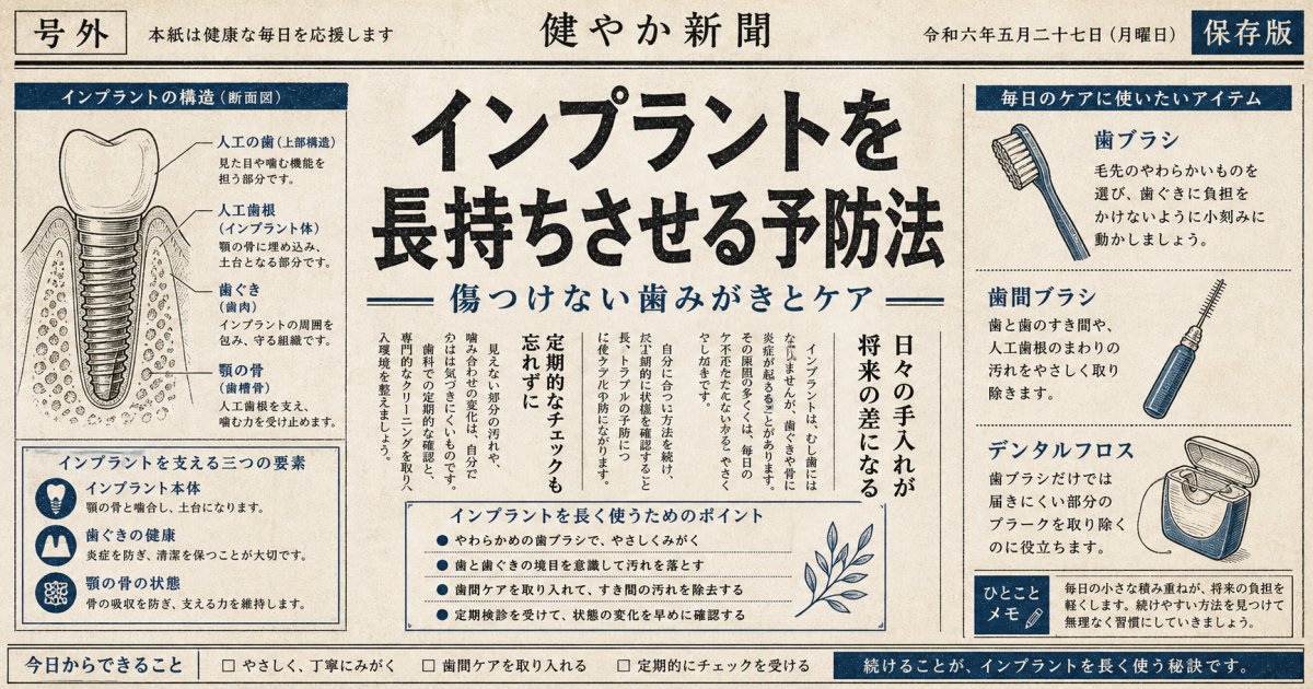 インプラントを長持ちさせる予防法｜傷つけない正しい歯みがきとケア